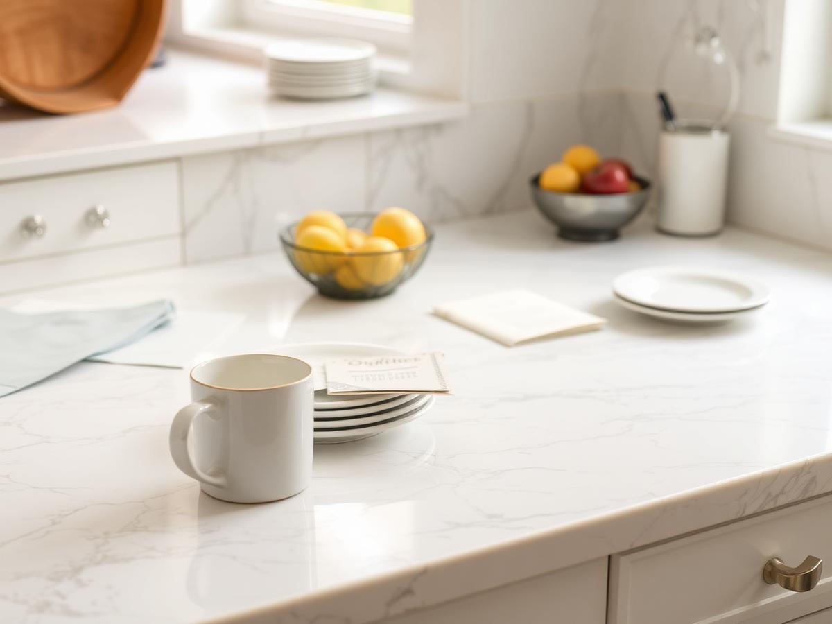 Kitchen countertop with everyday items in use before cleaning